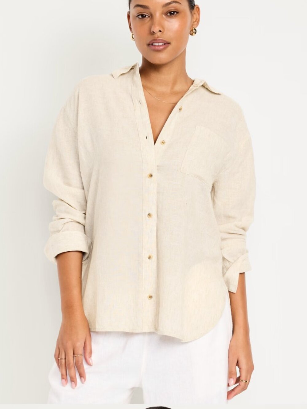 NWT Old Navy Linen-Blend Loose Button-Down Shirt